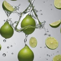 floating Lime wedge dripping a single droplet, side view photographic