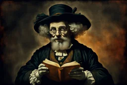 "Examiner" professor of halloween propaganda poster in the style of Rembrandt