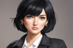 Monica Geller in 8k 2D anime artstyle, short black hair, close picture, intricate details, highly detailed, high details, detailed portrait, masterpiece,ultra detailed, ultra quality