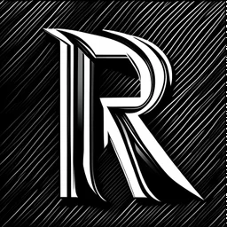 logo with the letter R end N, graphic, black and white