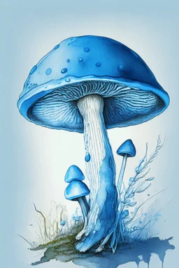 Mushroom blue cap colored sketch