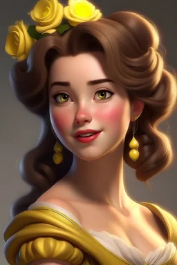Belle from beauty and the beast with daisys in her hair make her animated