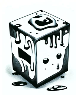 slime cube black and white sketch art