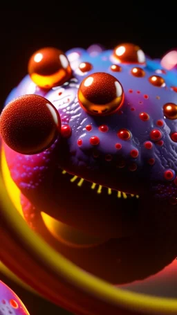 microscope photography of a smiling cute bacteria character from Planet Mars , photorealistic, 3D, 3D rendering, unreal engine, octane render, intricate details, 35mm lens, on flat white background