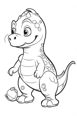 artistic outline for a cute dinosaur page, white background, full body, only use outline, line art, white background, no shadows, clear and good