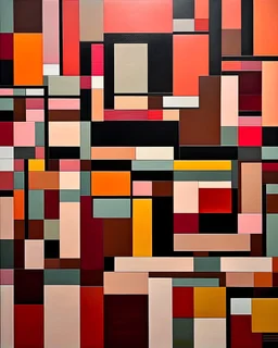 an abstract cubist-brutalist painting of Rectangles and squares, art in the style of josef Albers