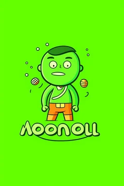 Style: Flat illustration with bold outlines Mood: Playful and joyful Lighting: Even and bright Text: "Monday" T-shirt design graphic, vector, contour, green background)