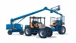 a generic Boom-lift, tractor and scissor-lift on a white background. Smooth vector