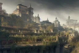 Tevere+river+Bar on garden rooftops +Rome mixed new york +Skyscraper +steampunk+biopunk+alphonse mucha, greg rutkowski,matte painting, cryengine, hyper detailed, felix kelly, fantasy art, seb mckinnon