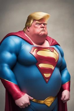 fat superman with donald trump's head