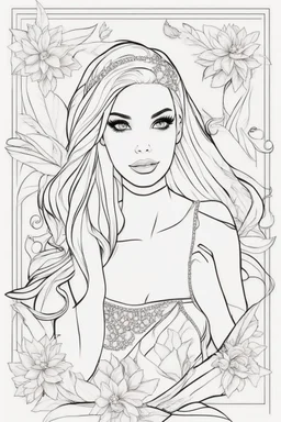 outline art for kids barbie coloring pages with barbie with her friends , no background, sketch style, full body, only use outline, mandala style, clean line art, white background, no shadows and clear and well outlined. should look exactly like barbie