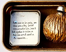 one acorn in tin box with note tied around