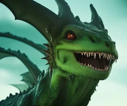 green dragon, dragon portrait, portrair, dragon head, dragon face, big eyes, fangs, dragon with horns, 8k resolution, high-quality, fine-detail, fantasy, incredibly detailed, ultra high resolution, 8k, complex 3d render, cinema 4d