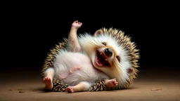 Realistic Hedgehog Lying On His Back And Laughing