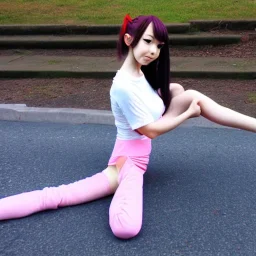 Anime girl doing a split