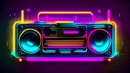 oldschool music recorder space style in neon colours