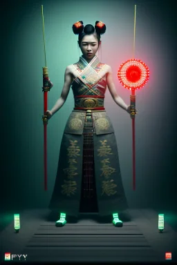 Photo Studio, medium shot portrait, Asian woman samurai, yakuza body tattoo :: symmetry photography, cyberpunk style :: latex dress, japanese traditional ornaments, red, white, black, led wires, glow eyes, cinematic, Ultra realistic, dark scene, soft color, highly detailed, unreal engine 5, RTX, ultra detail, 3d, finely drawn, high definition.