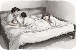 Они сдвинули кровати. Не сильно, всего на несколько дюймов, но достаточно, чтобы их края почти соприкасались. Седрик лежал на боку, повернувшись лицом к Элоди. Одна его рука была под щекой, другая — вытянута поверх одеяла, и ее пальцы были сплетены с пальцами Элоди. Элоди спала на спине, ее голова была повернута к нему. Даже во сне ее лицо, исцарапанное, но спокойное, было обращено в его сторону. Их дыхание было синхронным — глубоким, ровным, исцеляющим.