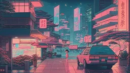 soothing 80s Japanese city ,