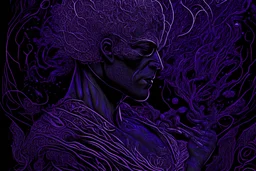 Morpheus The God of Dreams, by Tradd Moore, Black paper with intricate and vibrant amethyst line work