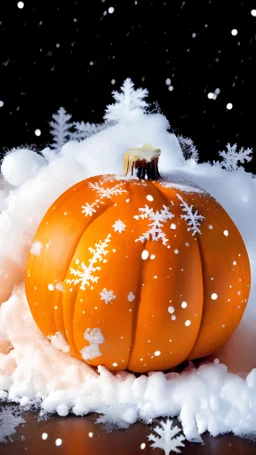 Pumpkin with snow , Merry-x-mas decoration