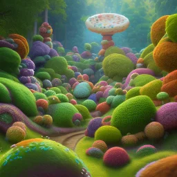 pixar style, volumetric summer garden environment and background, realistic painting of donuts, looking excited, volumetric lighting, dramatic lighting, detailed digital painting, extreme dense and fine fur, anime, ornate, colour-washed colors, elegant, small minutiae, tiny features, particulars, centered, smooth, sharp focus, renderman gofur render, 8k, uhd, detailed eyes, realistic shaded volumetric lighting, sunlight caustics, backlight, centered camera view