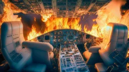 boeing 747 cockpit on fire with one empty co-pilot seat