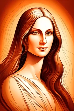woman in sketch style Leonardo da Vinci.