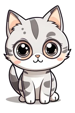 cat, chibi style, large eyes, soft light, cute, full body, easy to draw, sticker, no background
