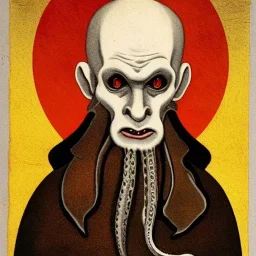 Nosferatu with a tentacle beard and fangs as a Russian Orthodox