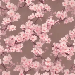 Japanese Cherry Blossom, seamless pattern, muted color palette, oil on canvas