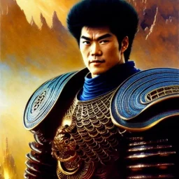 portrait of 'Kaioh-Fist of the North Star',ancient metal armor , painting by gaston bussiere, greg rutkowski, yoji shinkawa, yoshitaka amano, tsutomu nihei, donato giancola, tim hildebrandt, oil on canvas, cinematic composition, extreme detail,fit full head inside picture,16k