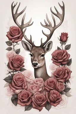 a deer and roses on the body