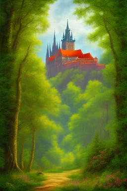 abstract painting, Prague castle, forest, abstract, protection of nature