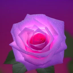 transparent multicolor crystal rose, rose garden, under bioluminescent clouds, mist, detail