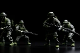 toy soldiers military operation rapocolypse to to right corner black floor black blackground