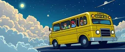 “The Flying Metal Bus” (Verse 1) Mr. Jenkins drives a bus of gold, Through cotton-candy clouds and stories untold. Kids in the back, wearing hats of neon light, While he riffs a metal solo that takes flight.