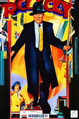 Full body portrait, painting, medium shot lady style of Dick Tracy (1990)