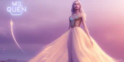 subtle queen, atmospheric, realistic, unreal engine, cinematic lighting, octane render, transparent long dress, blonde, full body, bright wings, smile, long hair