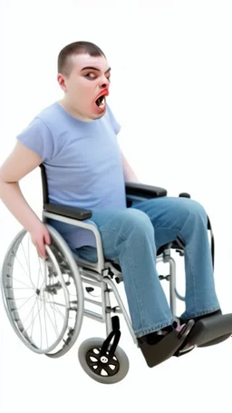 person with developmental disabilities, mental retardation on wheelchair being pushed about