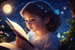 A girl finds solace in reading at night, escaping to a magical world where her dreams come alive.