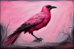 Pink Crow .19th painting