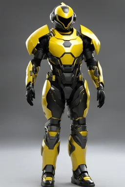 Yellow and black beeman from the future with armor