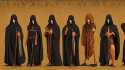 hooded monks in black robes in egypt