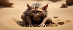 bugbear ape alien gremlin sand cat in burrow