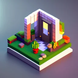 prototype of isometric diorama, with transparent fields around image, on ((transparent background)), pixel art, unreal engine voxel render, untra detailed, NFT style, artstation winner, videogame hyperreal render, straight lines, orthographic projection, particle effects, 2.2 gama, sony a7r7, Tamron 10-24mm f/3.5-4.5, ISO 3200, extremely detailed, 8k texture, straight vertical lines, correct projection