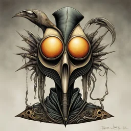 Surreal plague Doctor, by Jason Limon and H.R. Giger, surreal design, dramatic, color ink illustration, sharp focus, eerie, artistic