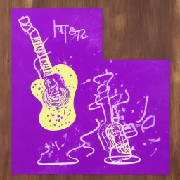 party guitar disco beer art purple