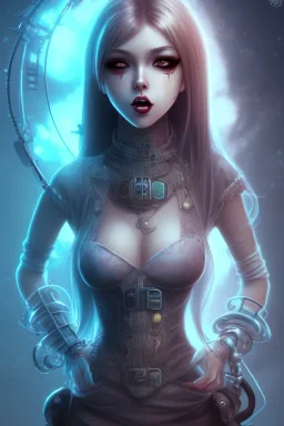 cute girl Horror junk Android, steampunk,