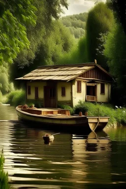 Home ,river .boat